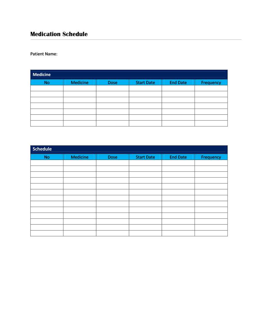 40 Great Medication Schedule Templates (+Medication Calendars) With Blank Medication List Templates