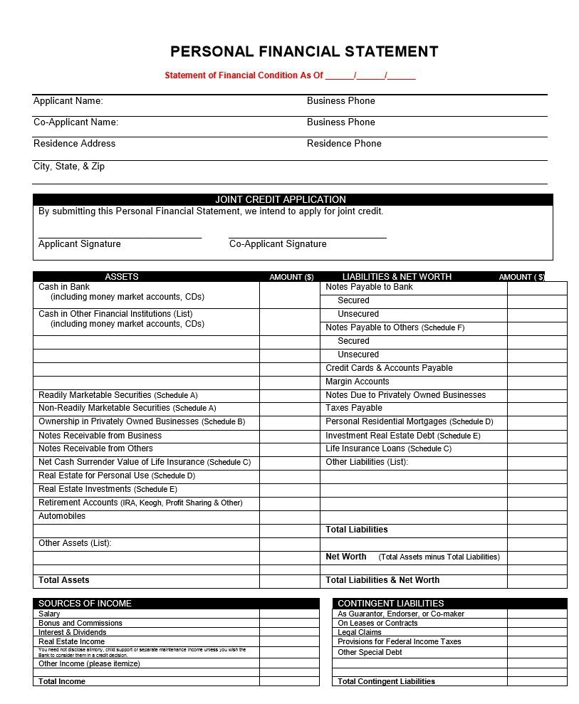 40+ Personal Financial Statement Templates & Forms ᐅ Throughout Blank Personal Financial Statement Template