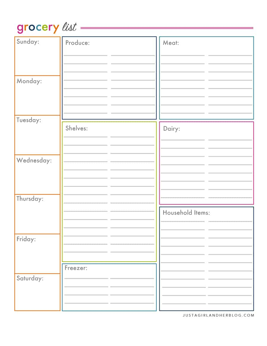 40+ Printable Grocery List Templates (Shopping List) ᐅ With Blank Grocery Shopping List Template