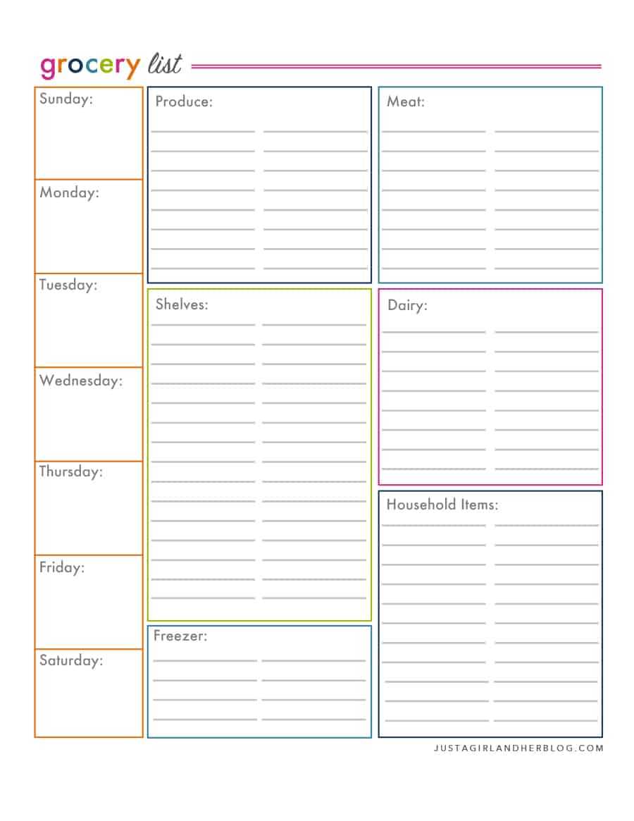 40+ Printable Grocery List Templates (Shopping List) ᐅ With Blank Grocery Shopping List Template