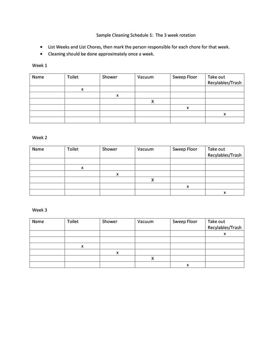 40 Printable House Cleaning Checklist Templates ᐅ Template Lab In Blank Cleaning Schedule Template