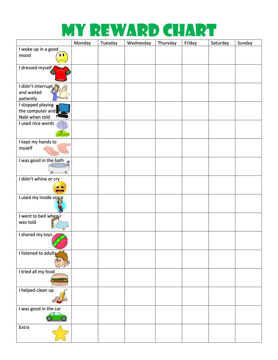 40 Printable Reward Charts For Kids (Pdf, Excel & Word) Regarding Blank Reward Chart Template