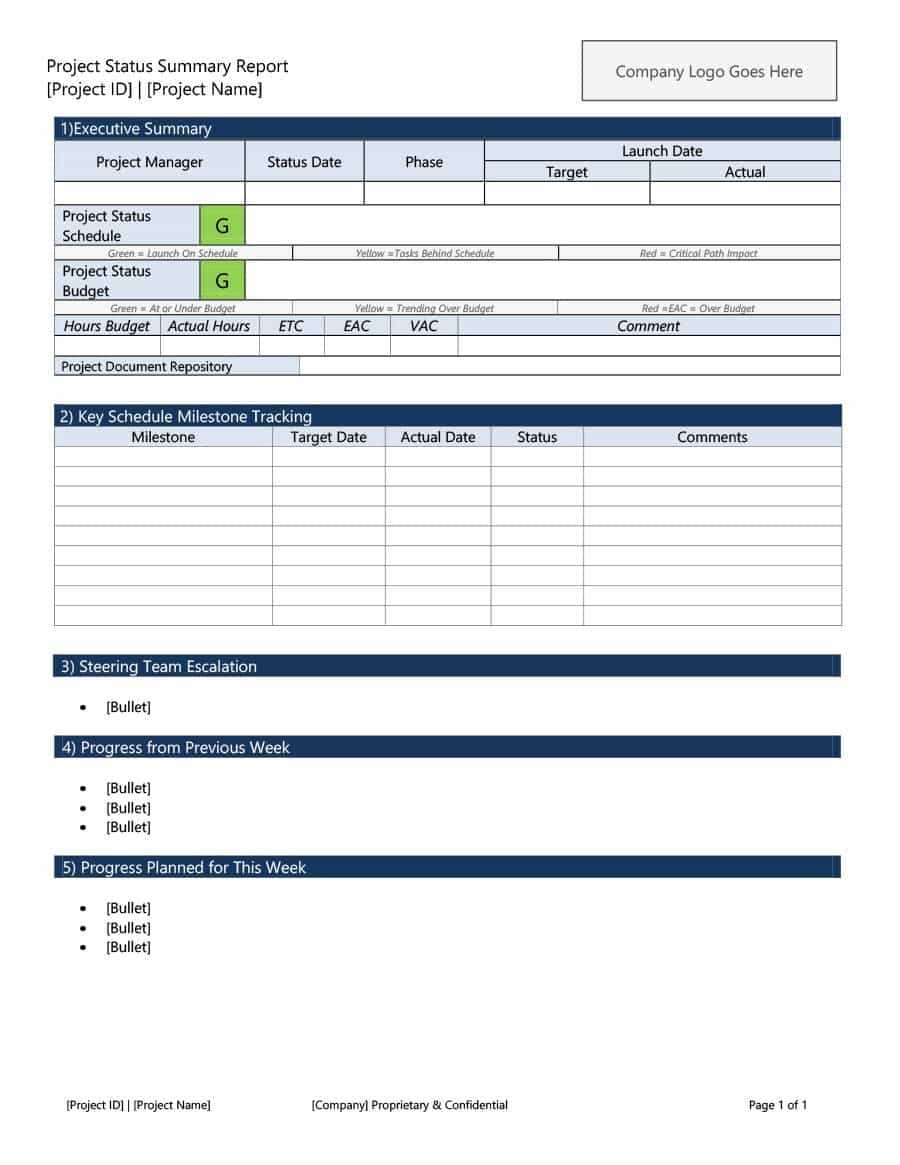 40+ Project Status Report Templates [Word, Excel, Ppt] ᐅ Pertaining To Simple Project Report Template