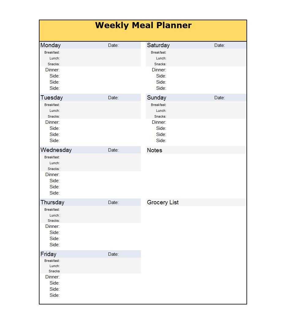 40+ Weekly Meal Planning Templates ᐅ Template Lab Intended For Meal Plan Template Word