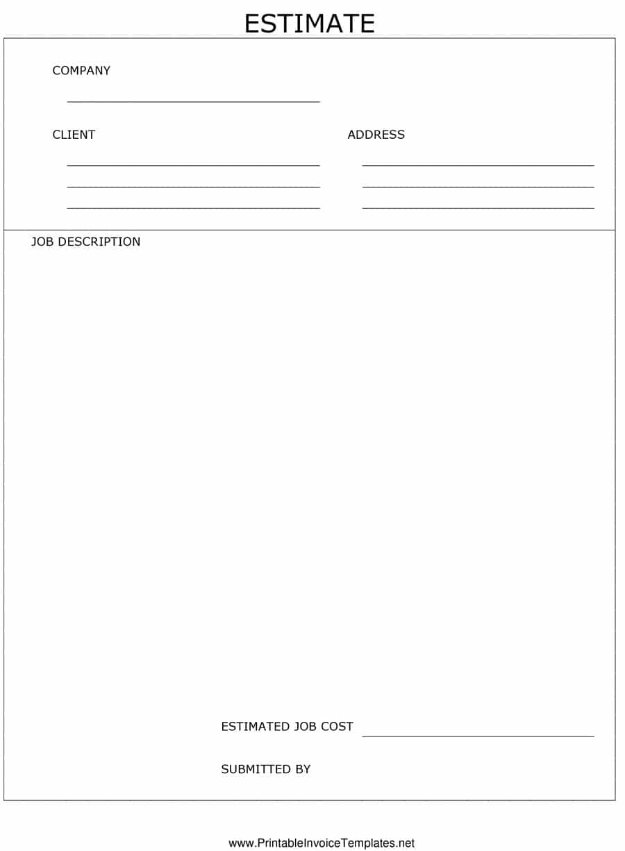 44 Free Estimate Template Forms [Construction, Repair In Blank Estimate Form Template