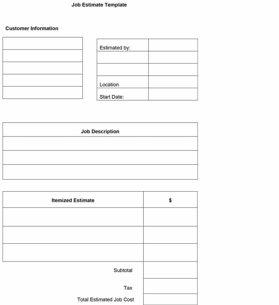 44 Free Estimate Template Forms [Construction, Repair Pertaining To Work Estimate Template Word