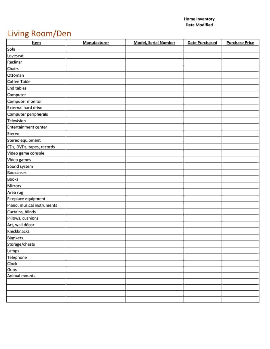 45 Printable Inventory List Templates [Home, Office, Moving] Throughout Sound Report Template