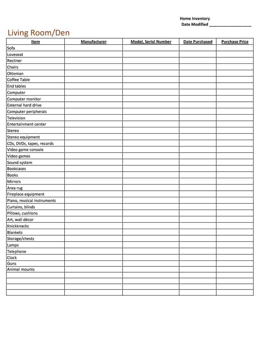 45 Printable Inventory List Templates [Home, Office, Moving] Throughout Sound Report Template