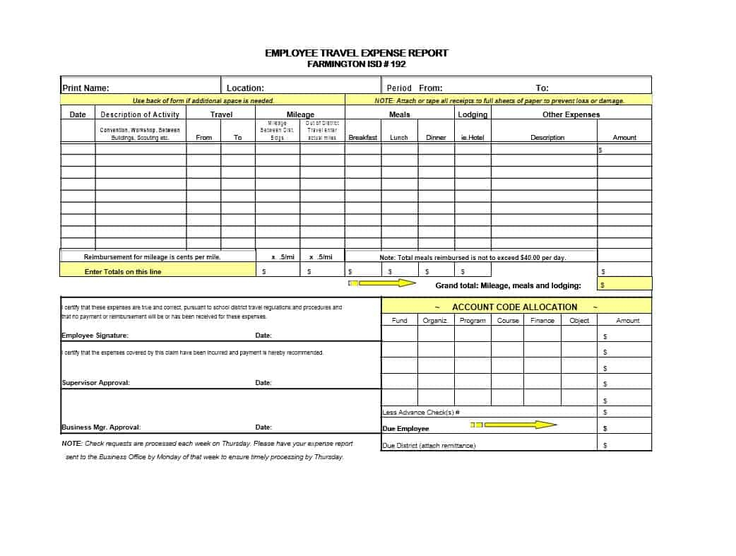 46 Travel Expense Report Forms & Templates – Template Archive In Company Expense Report Template
