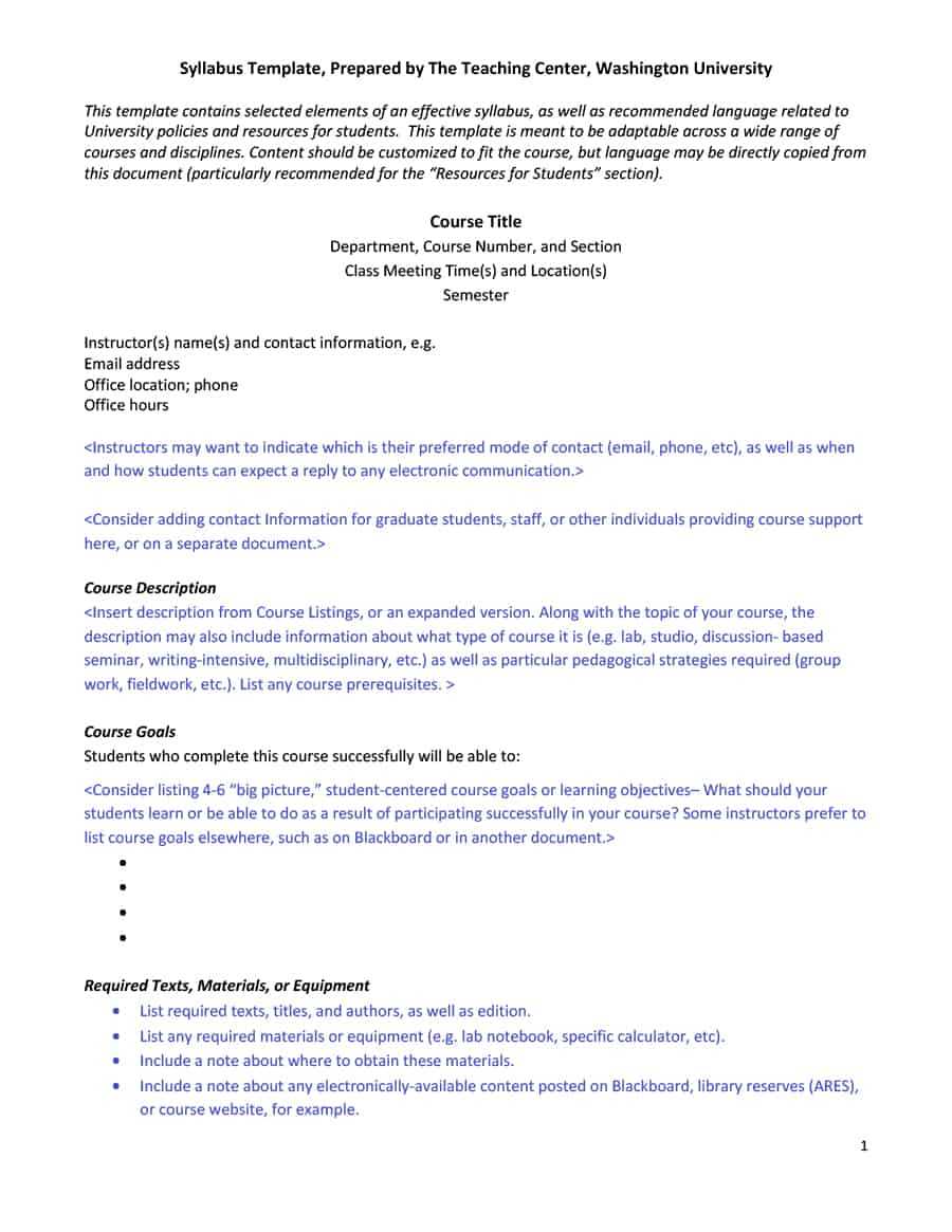 47 Editable Syllabus Templates (Course Syllabus) ᐅ Template Lab With Blank Syllabus Template