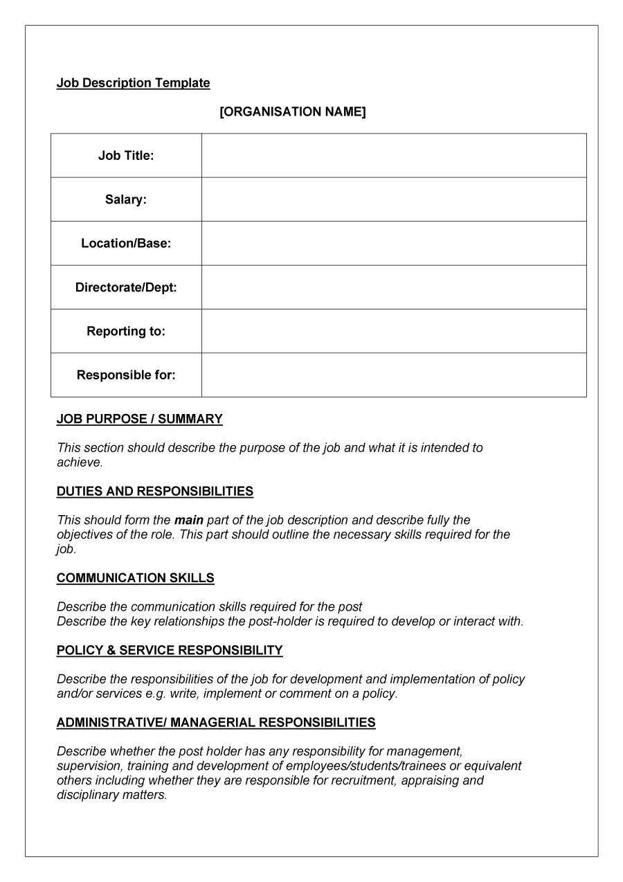 47 Job Description Templates & Examples ᐅ Template Lab Regarding Job Descriptions Template Word