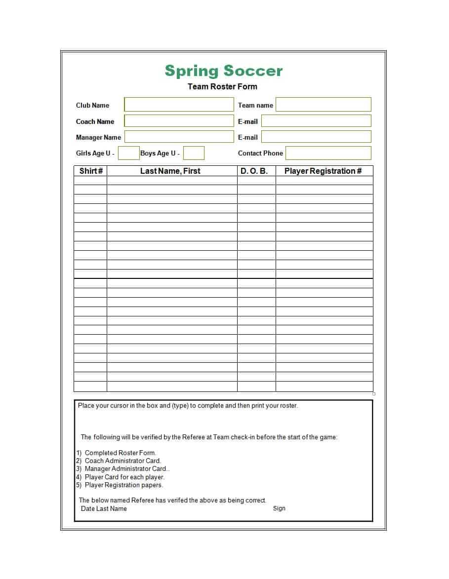 49 Printable Soccer Roster Templates (Soccer Lineup Sheets) ᐅ Inside Soccer Referee Game Card Template