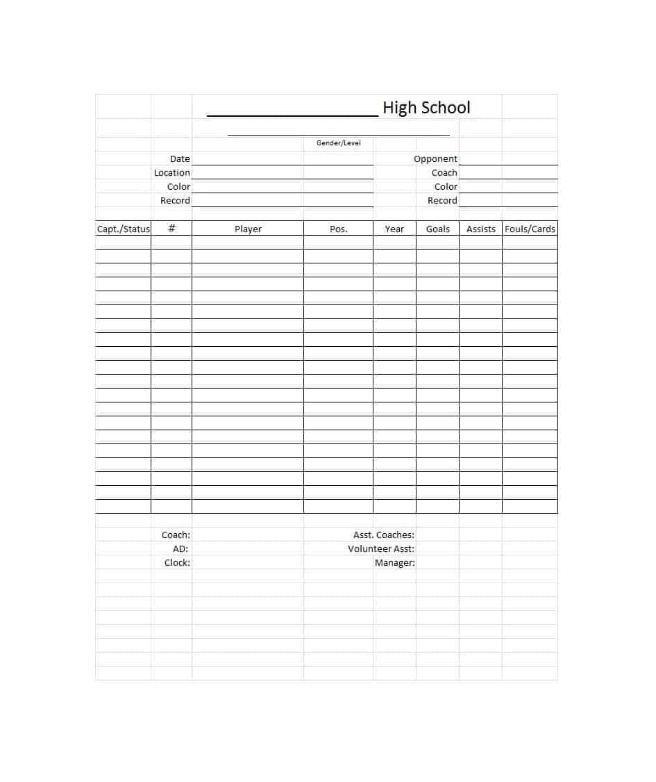 49 Printable Soccer Roster Templates (Soccer Lineup Sheets) ᐅ Regarding Soccer Referee Game Card Template