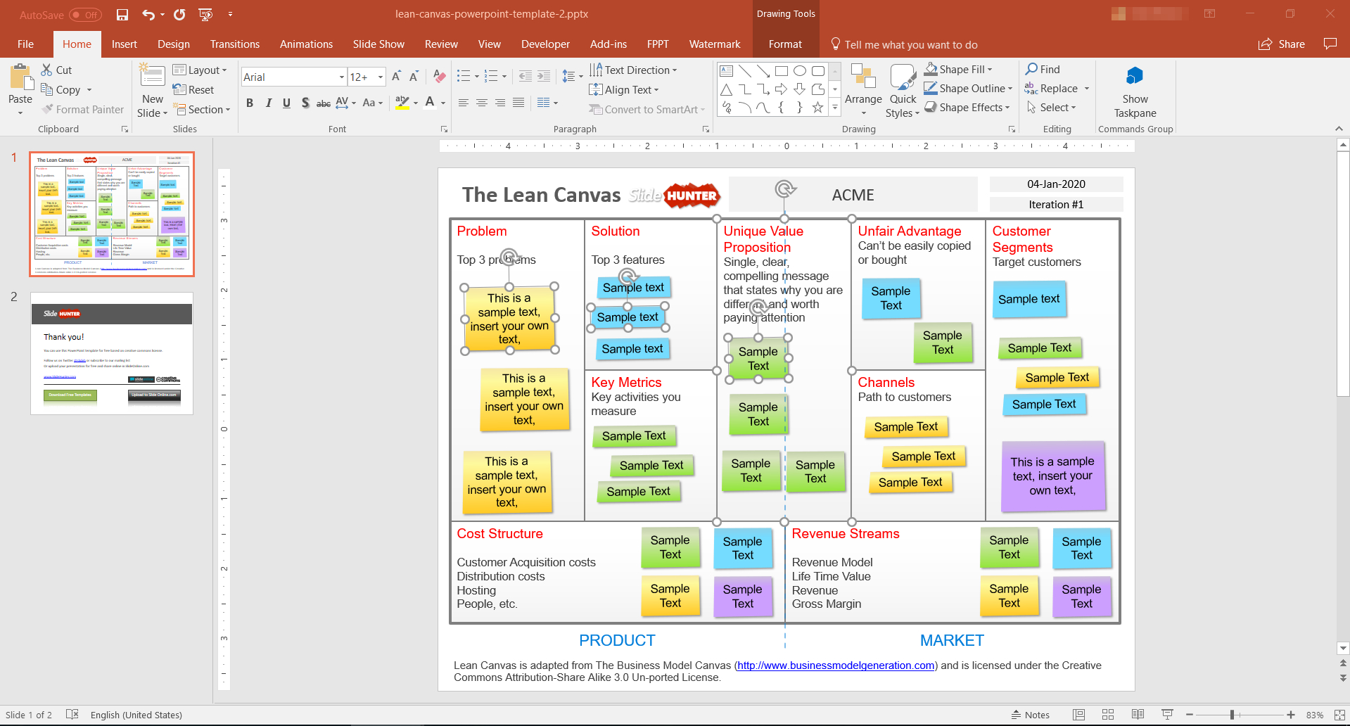 5+ Best Editable Business Canvas Templates For Powerpoint For Lean Canvas Word Template