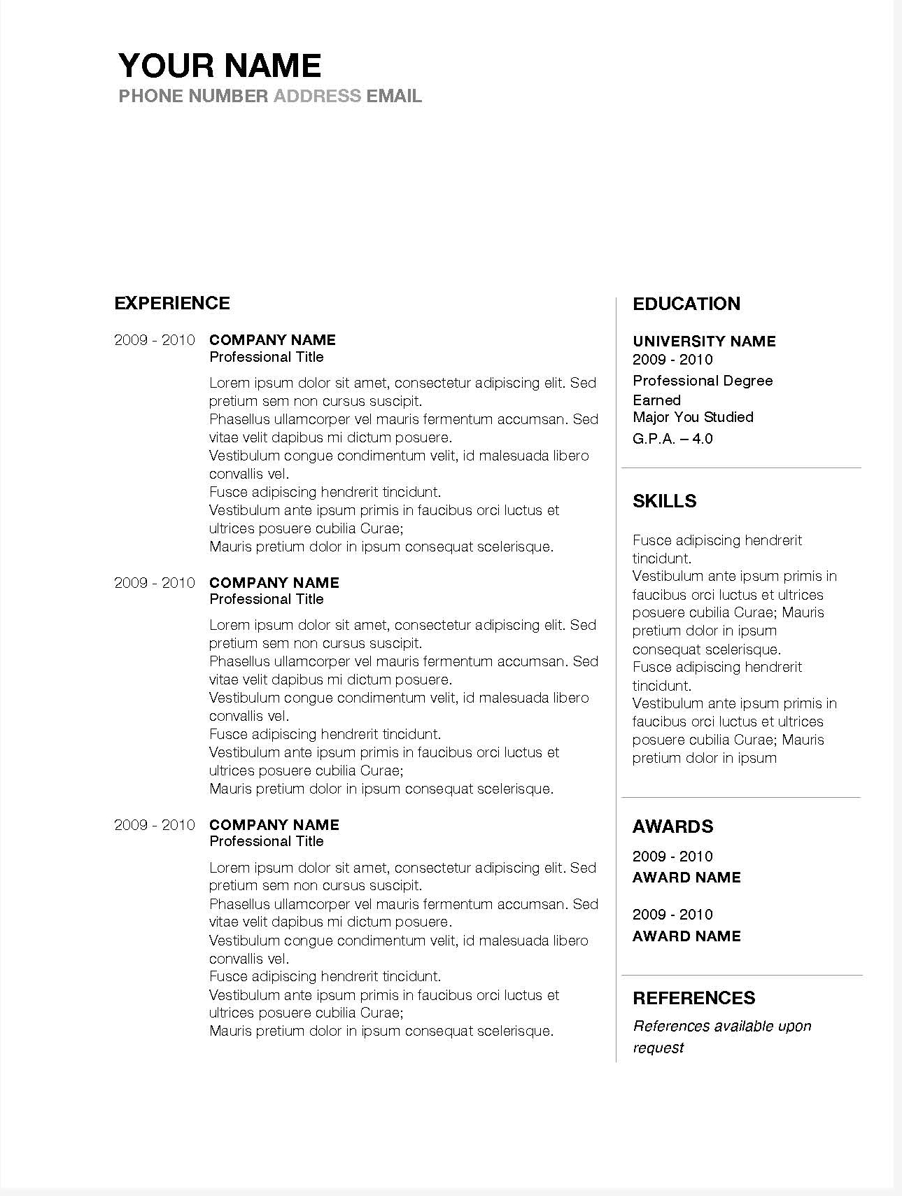 5 Best Free Resume Templates Of 2019 – Stand Out Shop Inside Microsoft Word Resumes Templates
