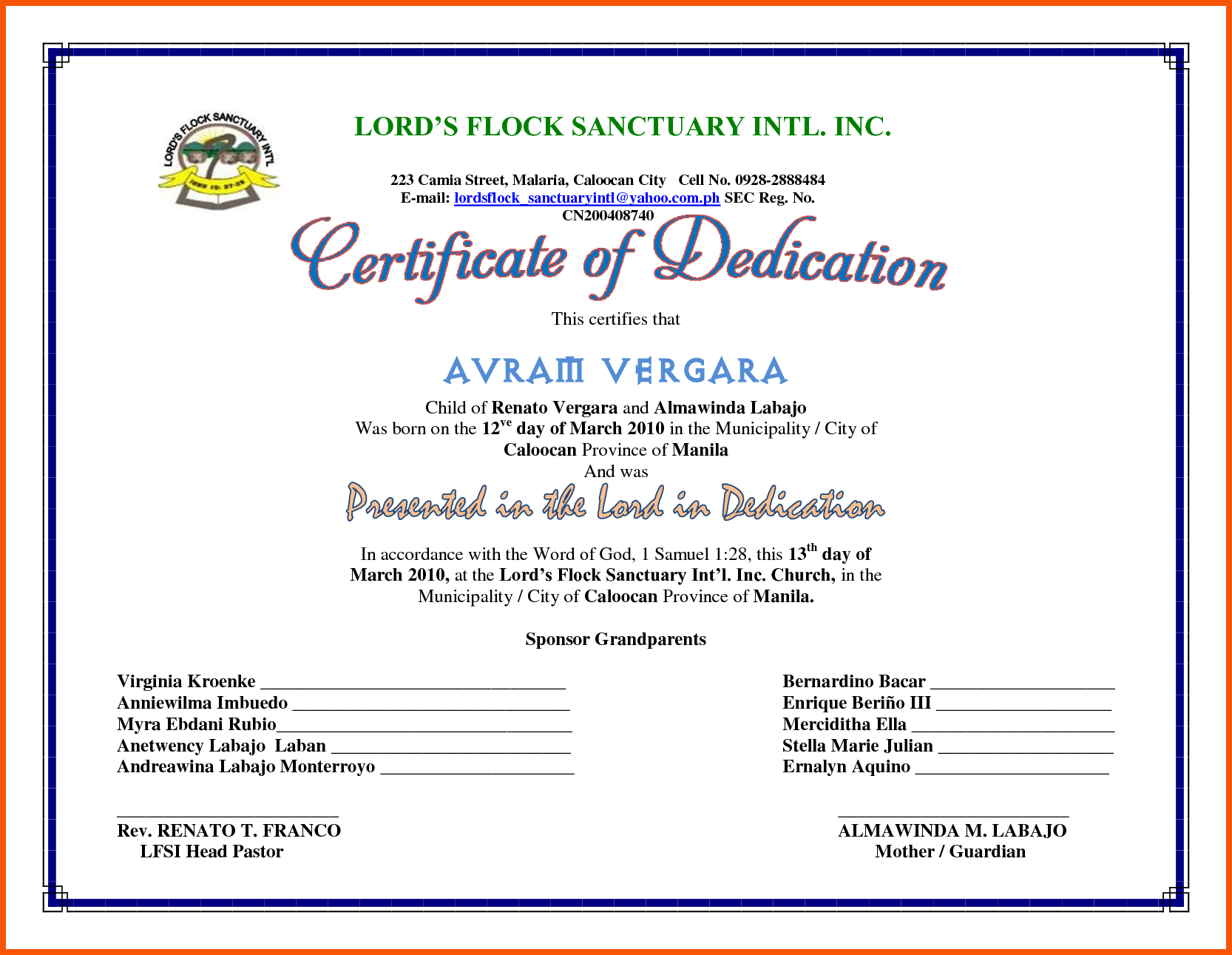 5+ Dedication Certificate Template | Iwsp5 With Baby Dedication Certificate Template