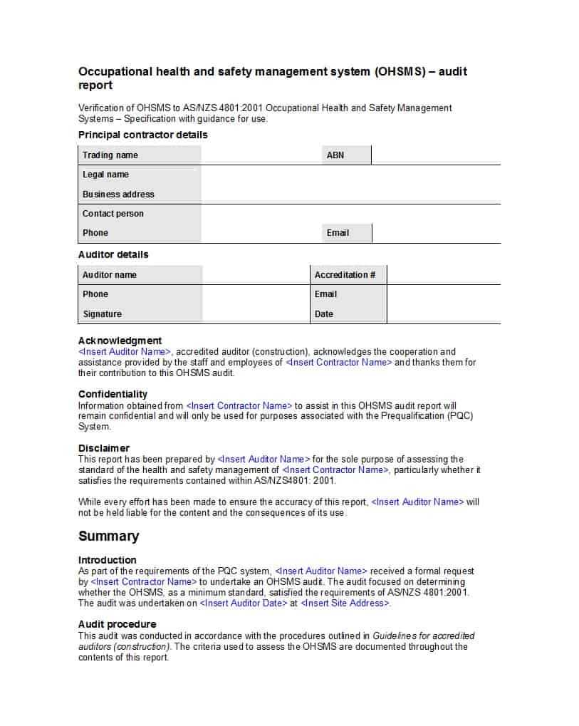 50 Free Audit Report Templates (Internal Audit Reports) ᐅ Pertaining To Information System Audit Report Template