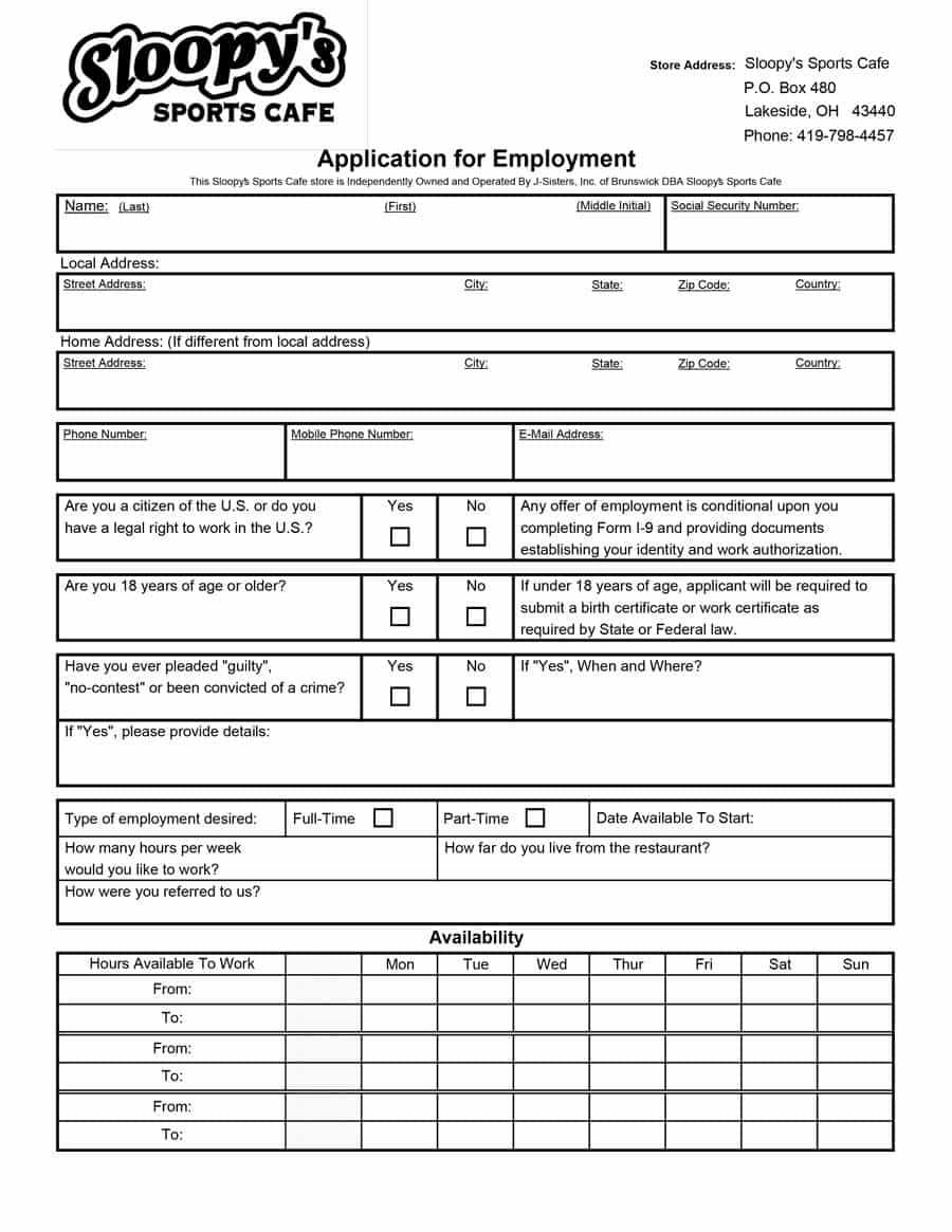 50 Free Employment / Job Application Form Templates Within Employment Application Template Microsoft Word