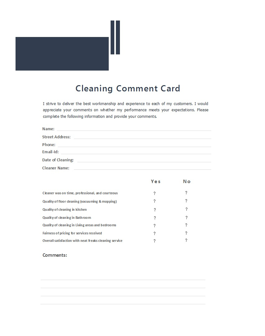 50 Printable Comment Card & Feedback Form Templates ᐅ Inside Comment Cards Template