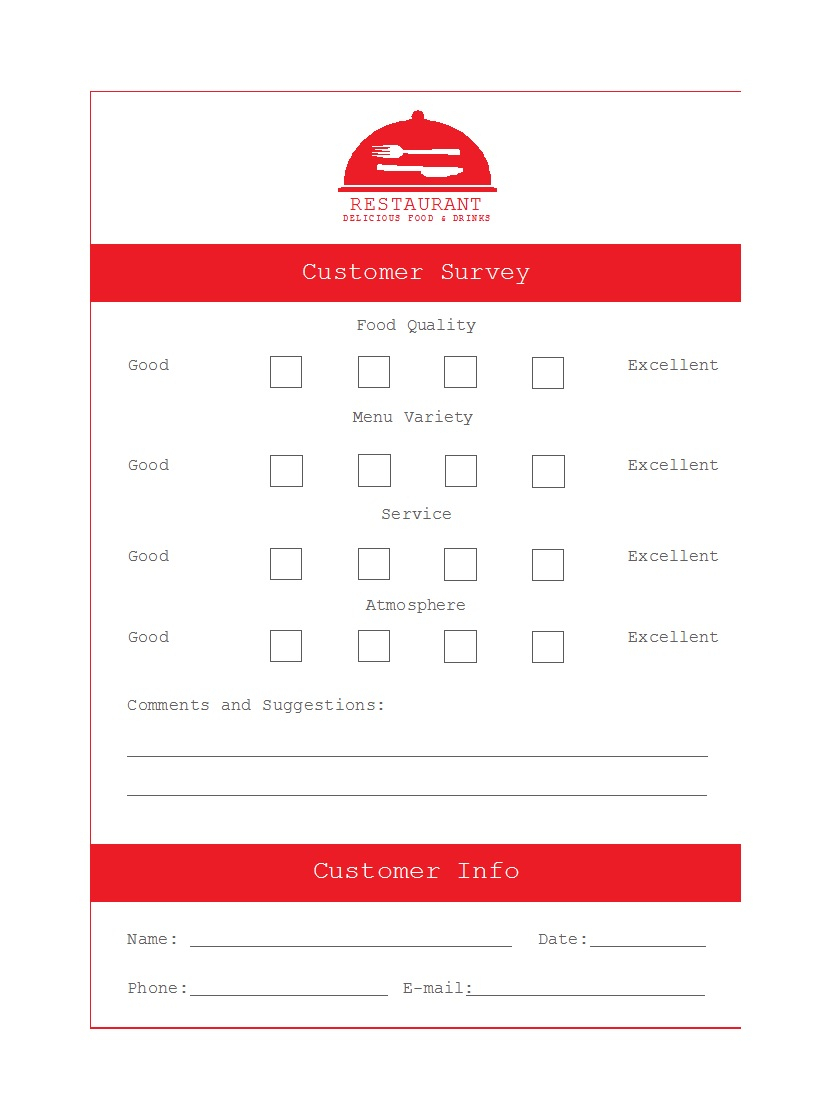 50 Printable Comment Card & Feedback Form Templates ᐅ Intended For Restaurant Comment Card Template