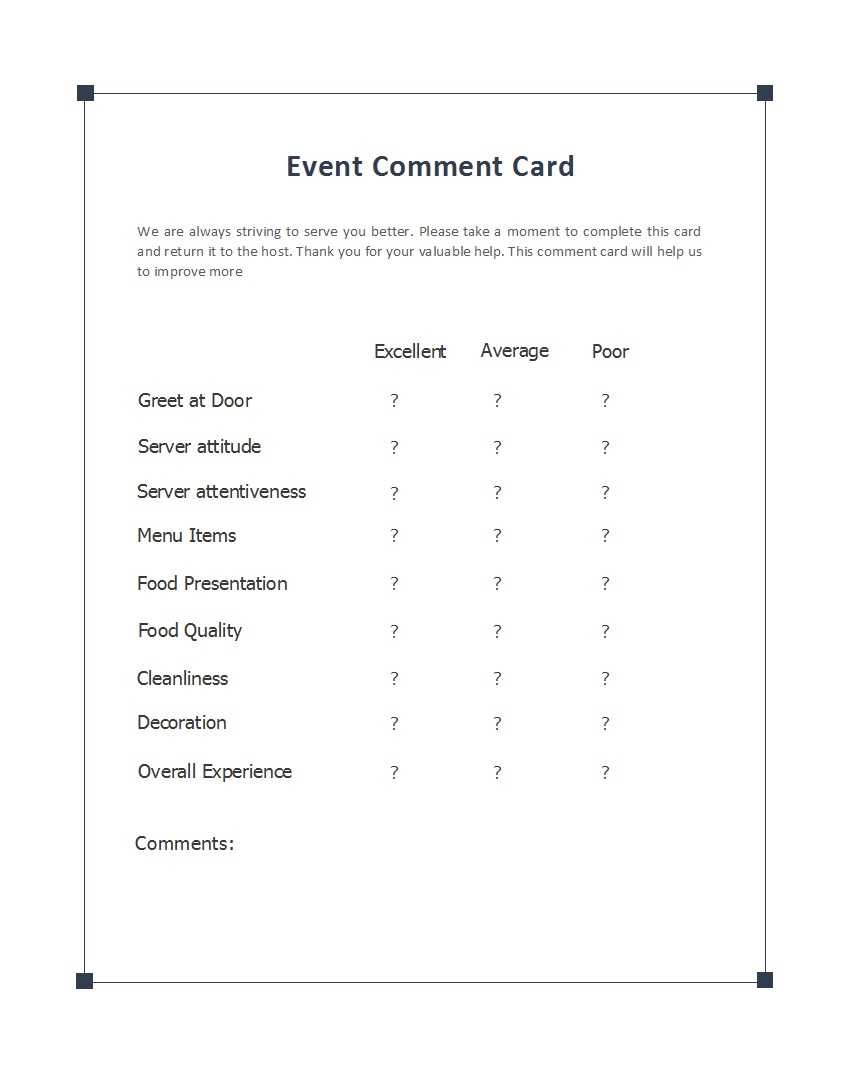 50 Printable Comment Card & Feedback Form Templates ᐅ With Regard To Survey Card Template