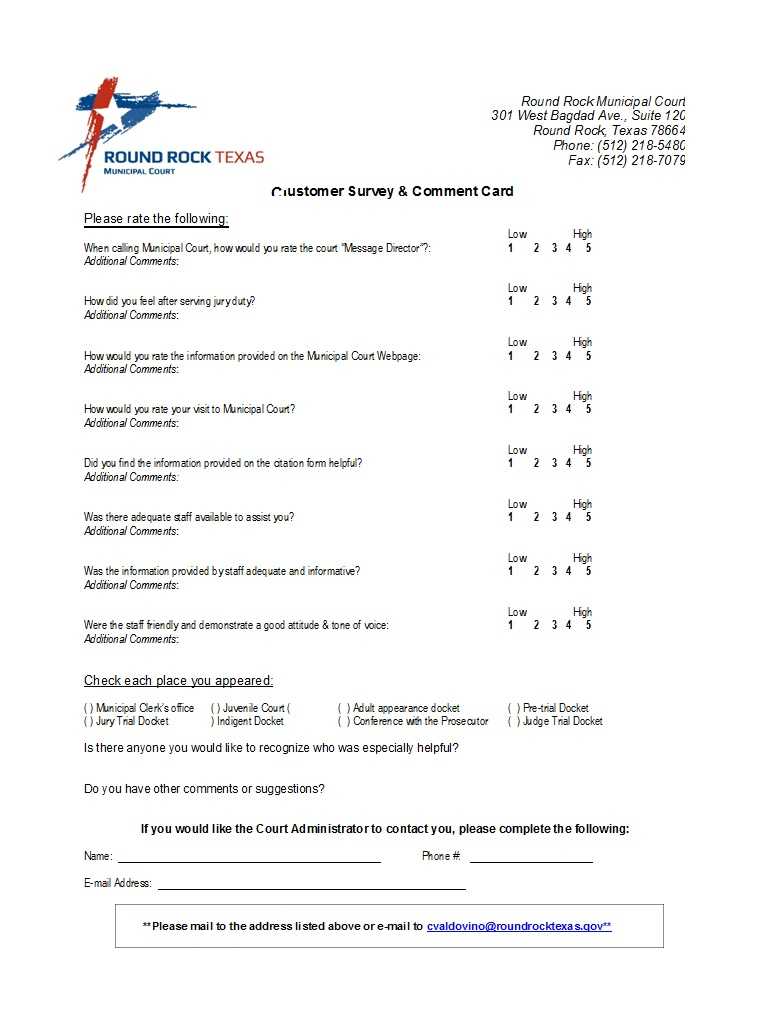 50 Printable Comment Card & Feedback Form Templates ᐅ Within Comment Cards Template