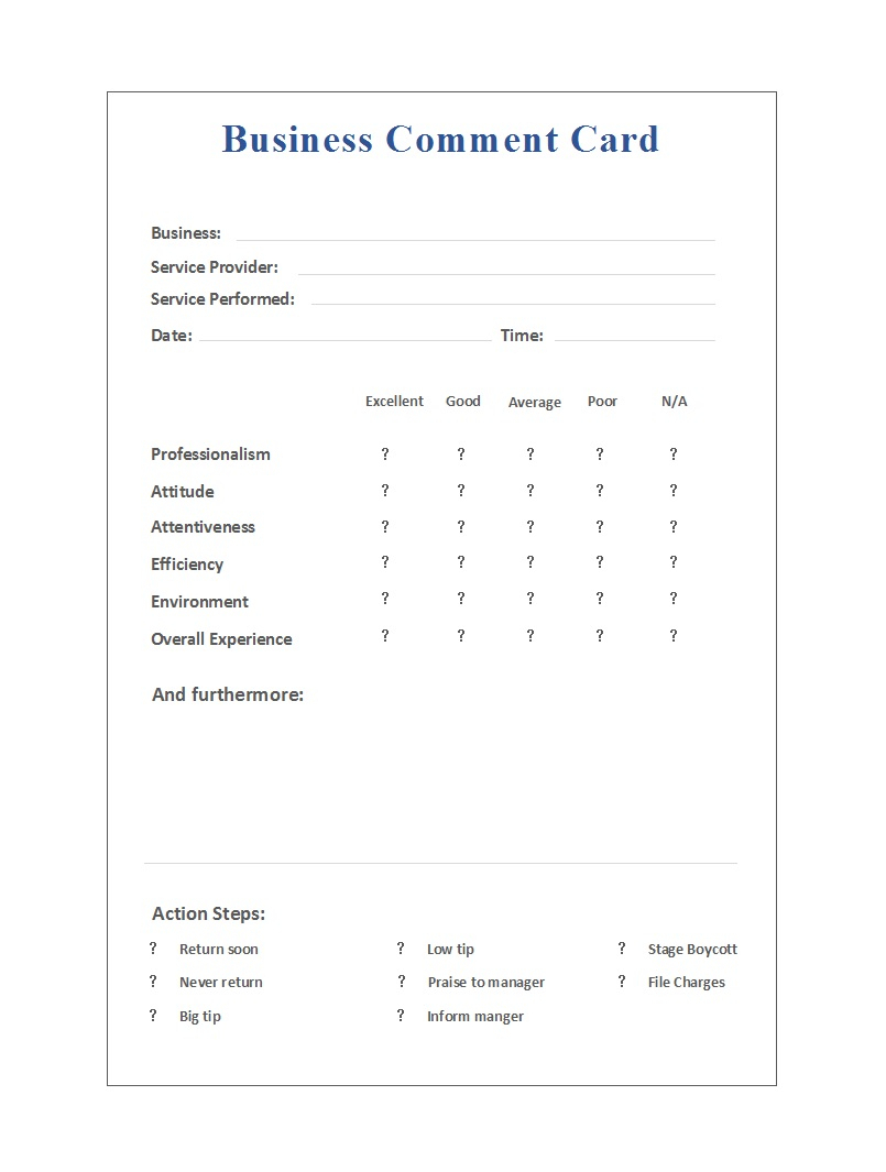 50 Printable Comment Card & Feedback Form Templates ᐅ Within Word Employee Suggestion Form Template