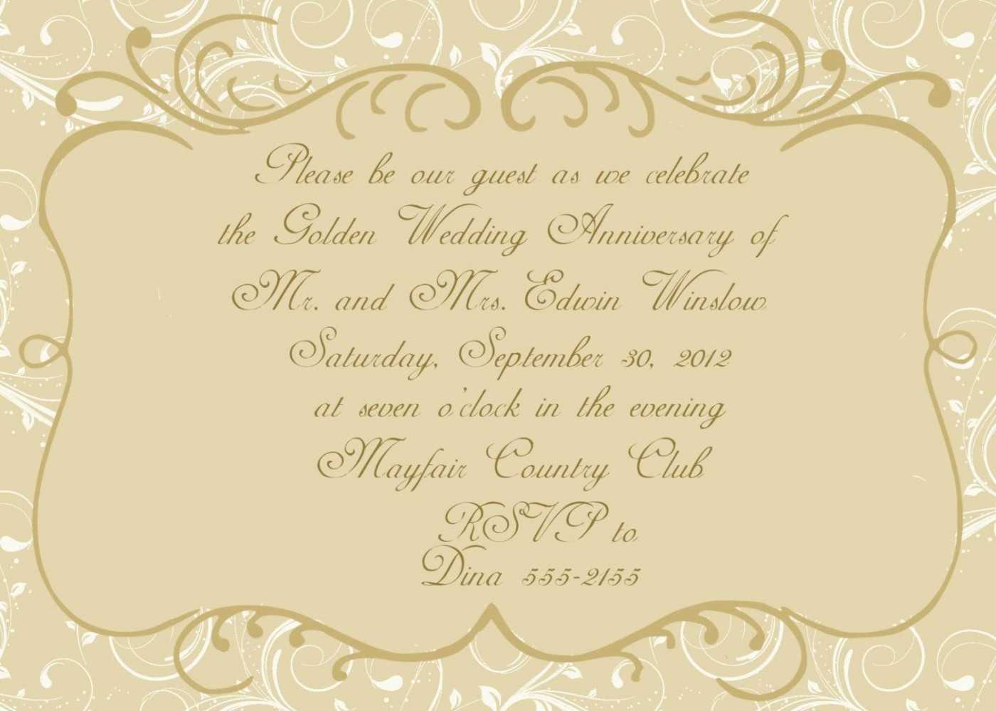 50Th Wedding Anniversary Invitation Cards Templates Wordings For Sample Wedding Invitation Cards Templates