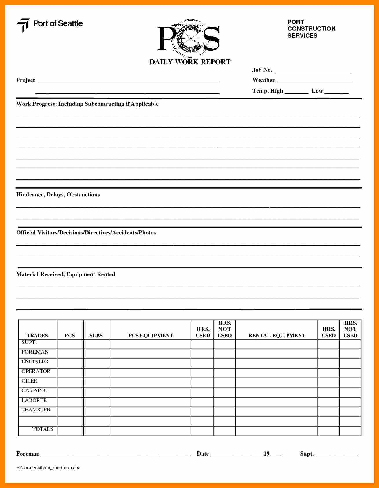 6+ Daily Report Template Word | Lobo Development Pertaining To Employee Daily Report Template