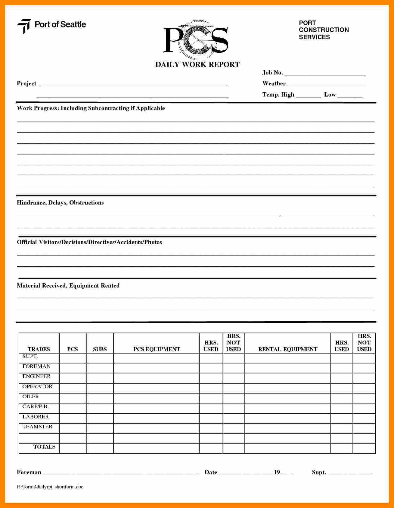 6+ Daily Report Template Word | Lobo Development Pertaining To Employee Daily Report Template