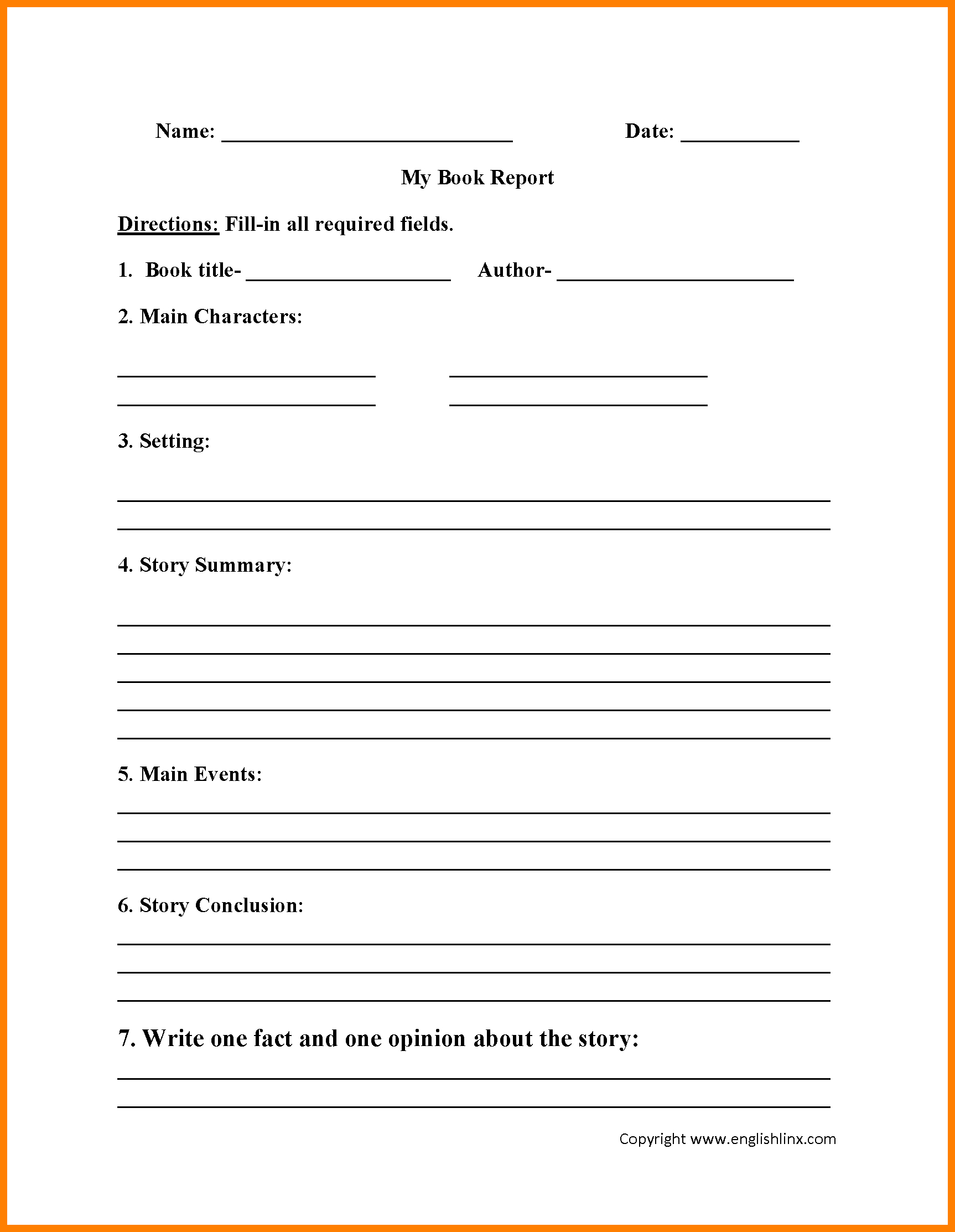 6+ Grade 2 Book Report Template | Management On Call For Story Report Template