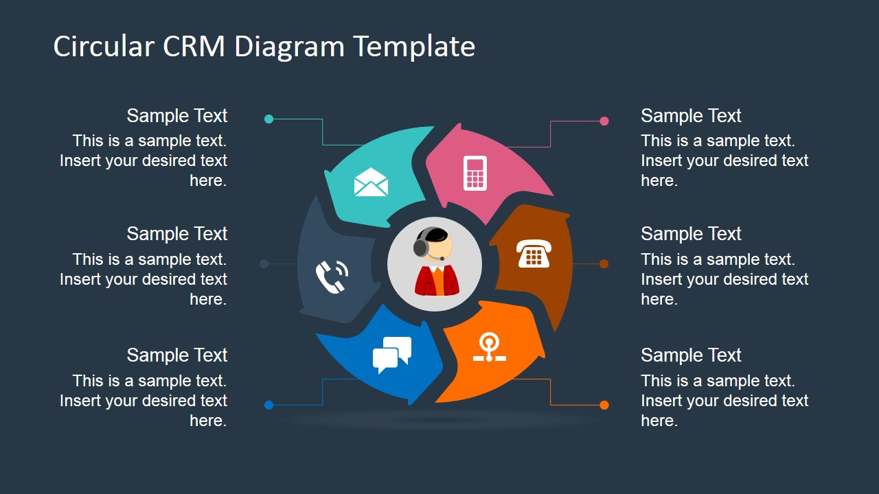 6 Steps Circular Crm Diagram For Powerpoint Within Where Are Powerpoint Templates Stored
