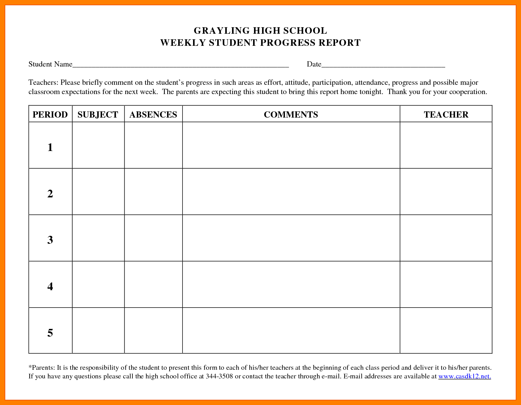 6+ Student Progress Report Templates | Phoenix Officeaz In Student Progress Report Template