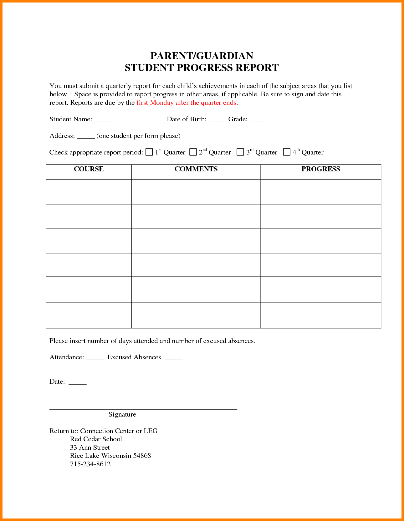 6+ Students Progress Report Template | Phoenix Officeaz For Student Progress Report Template