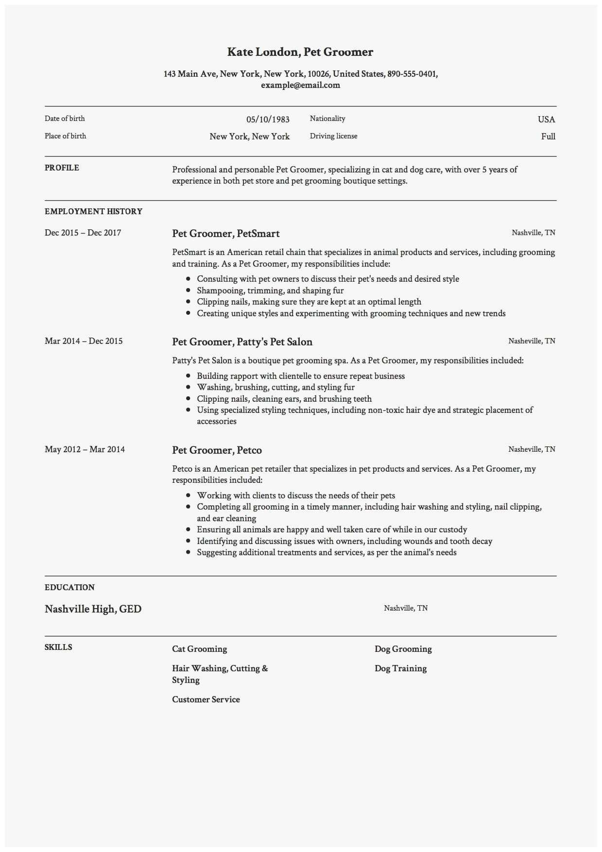 64 Marvelous Ideas Of Dog Groomer Resume | Best Of Resume With Dog Grooming Record Card Template