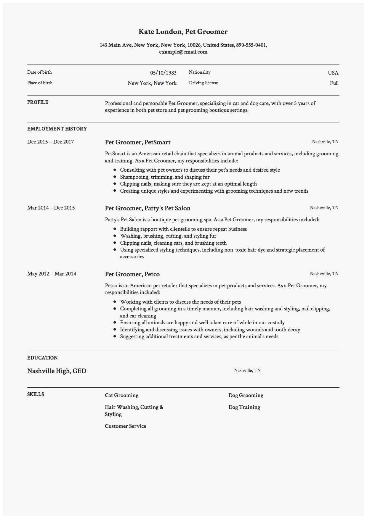 64 Marvelous Ideas Of Dog Groomer Resume | Best Of Resume With Dog Grooming Record Card Template