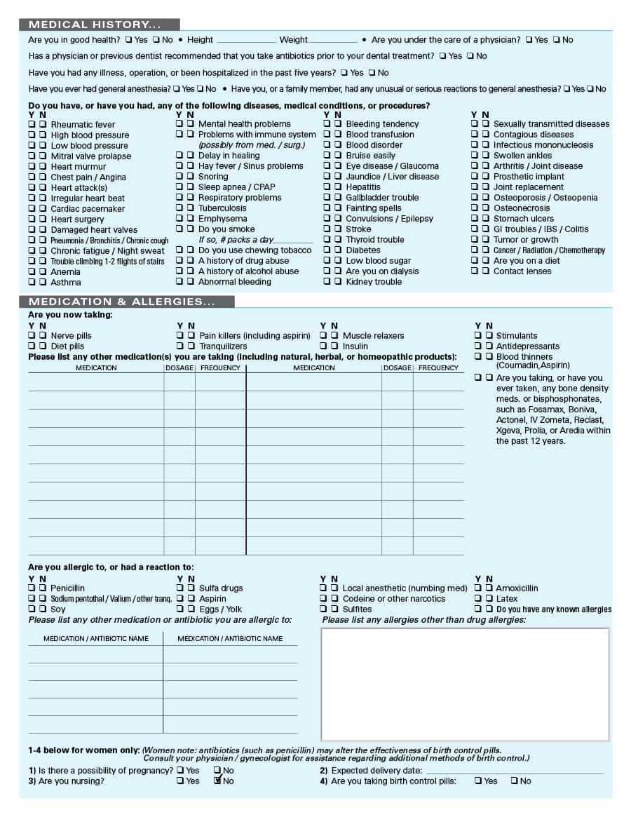 67 Medical History Forms [Word, Pdf] – Printable Templates Inside Med Card Template