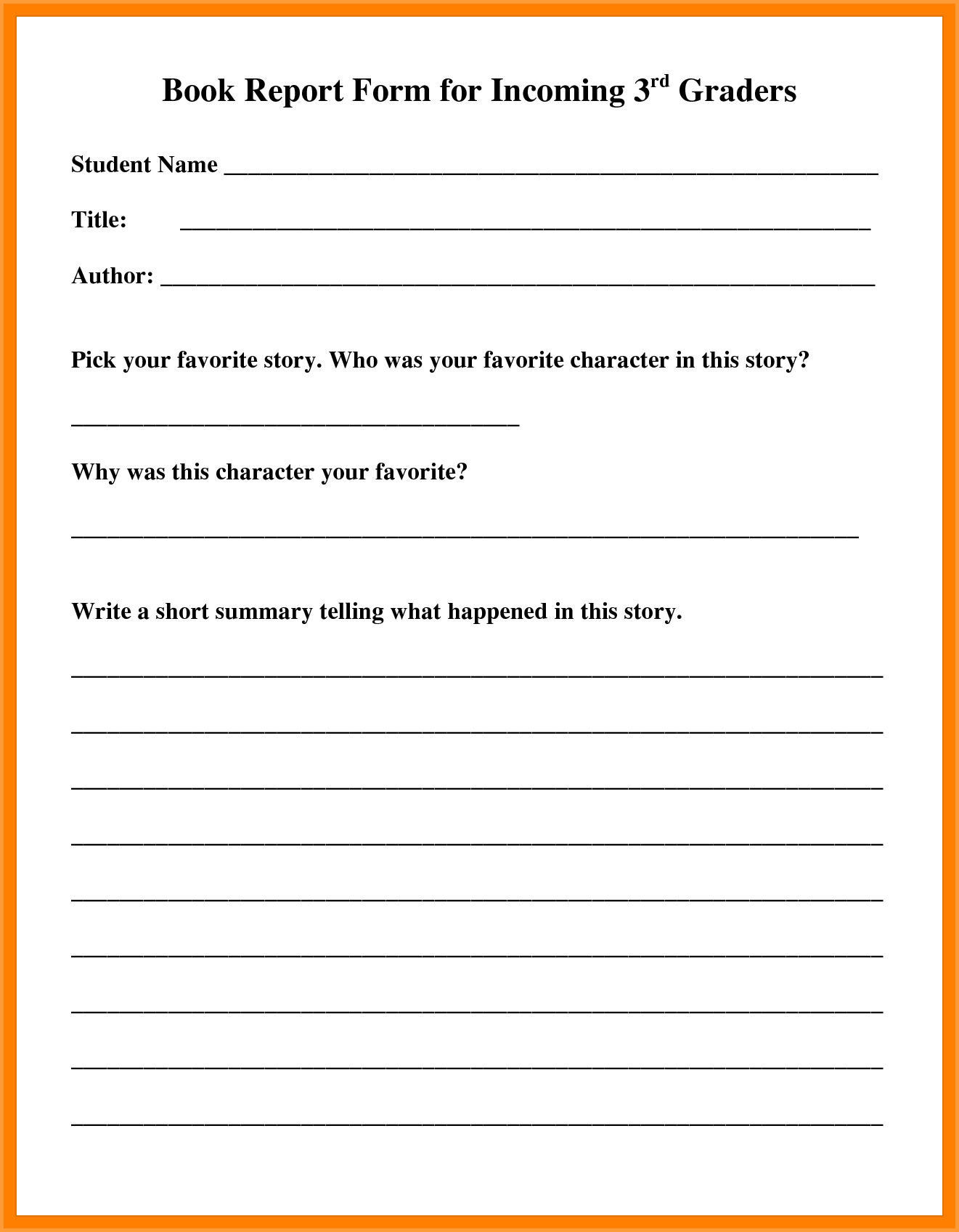 7+ Book Report For 3Rd Grade | Types Of Letter Regarding Book Report Template 3Rd Grade