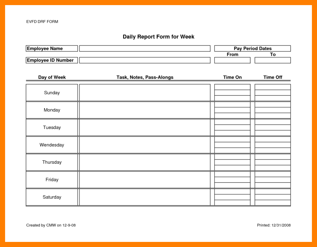 7+ Daily Activity Report Template Word | Lobo Development In Activity Report Template Word