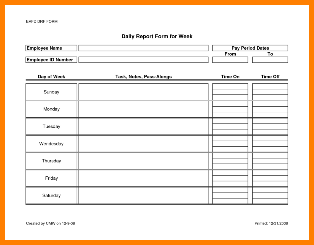 7+ Daily Activity Report Template Word | Lobo Development Inside Daily Activity Report Template