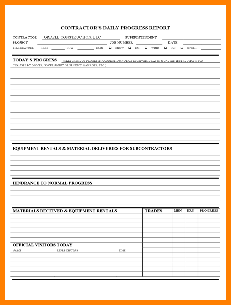 7+ Daily Progress Report Format For Construction | Lobo With Regard To Construction Daily Progress Report Template