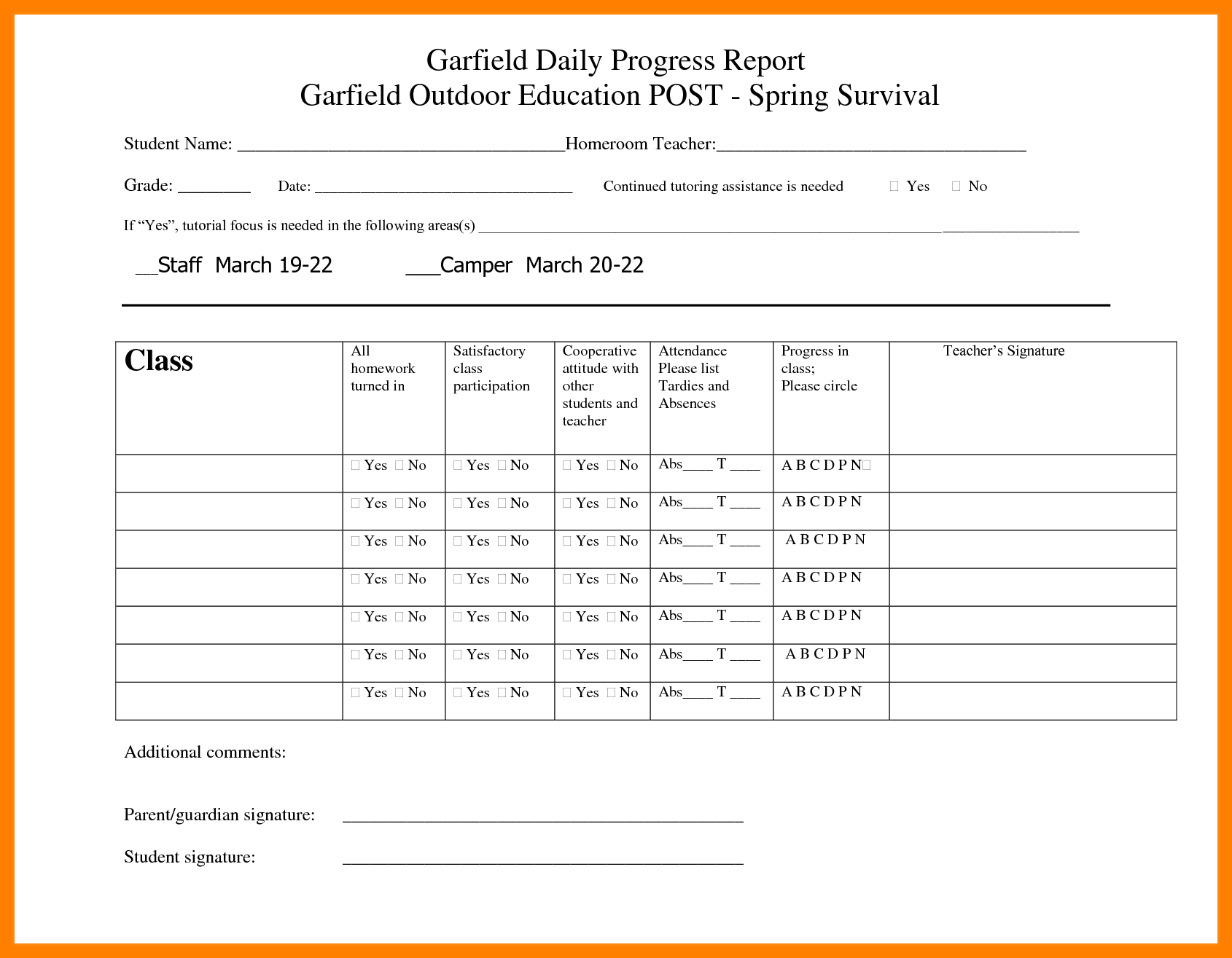 7+ Daily Progress Report Template For Students | Lobo With Regard To Student Progress Report Template