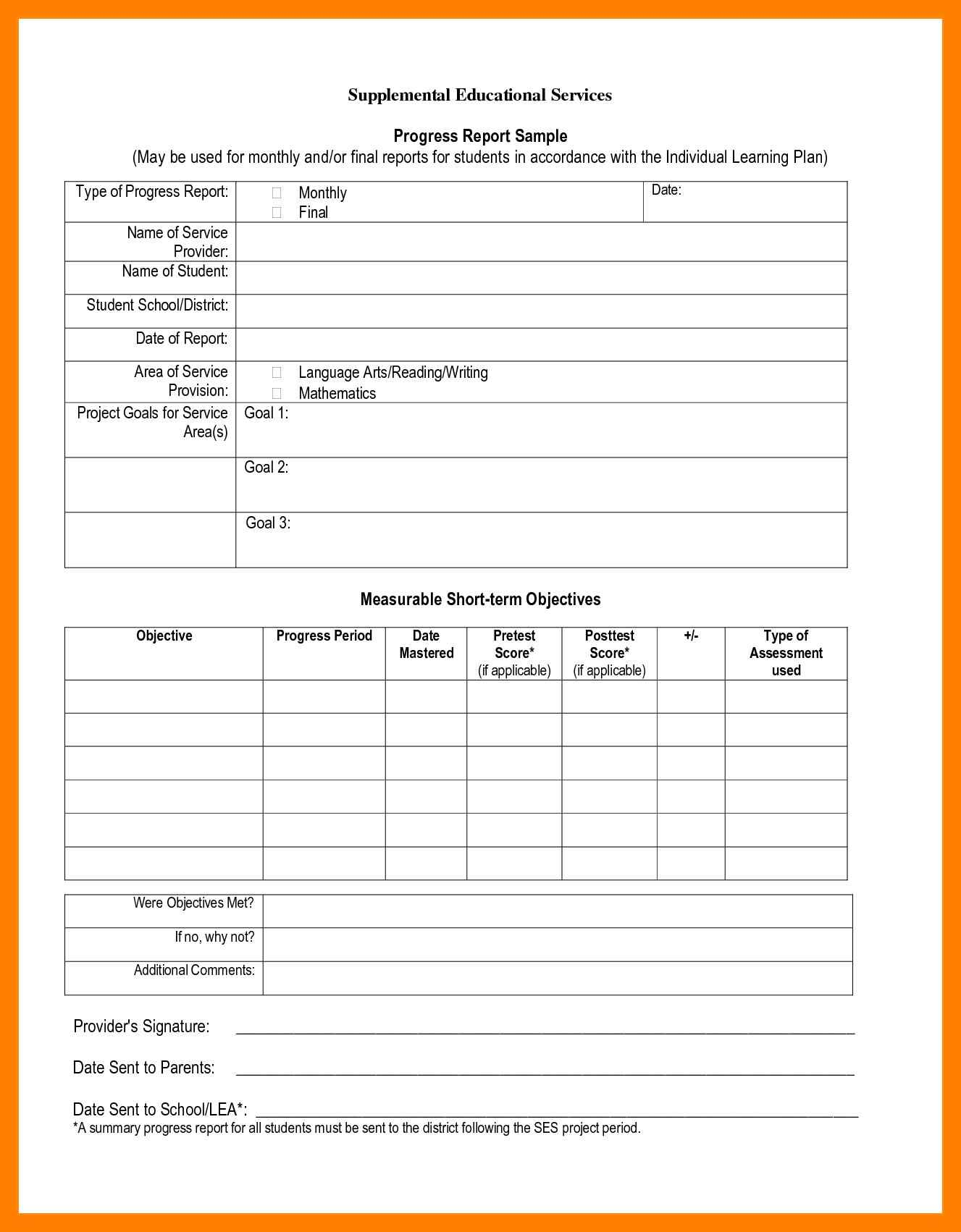 7+ Student Progress Report Sample | Phoenix Officeaz Pertaining To Monthly Progress Report Template