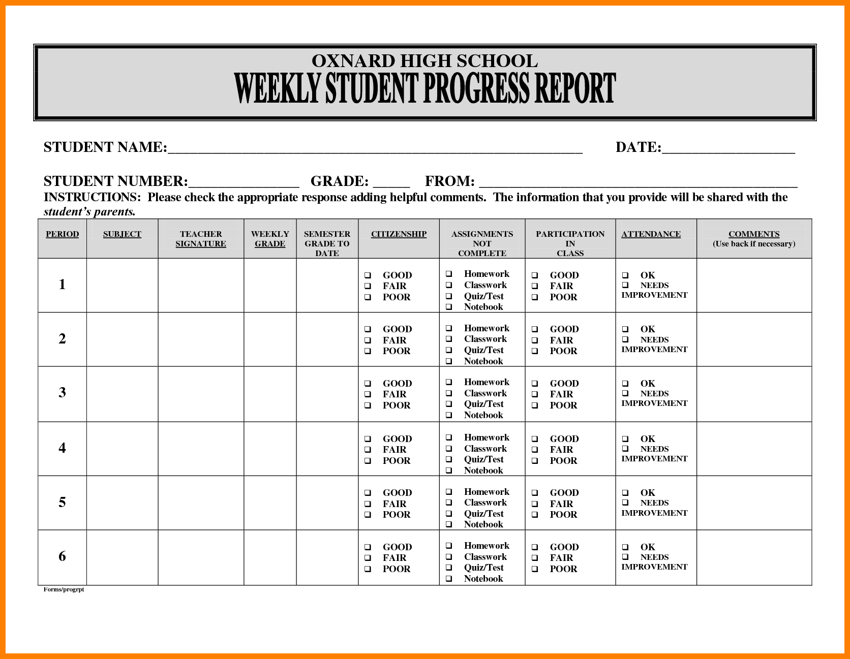 7+ Student Progress Report Template | Ledger Review In Student Progress Report Template