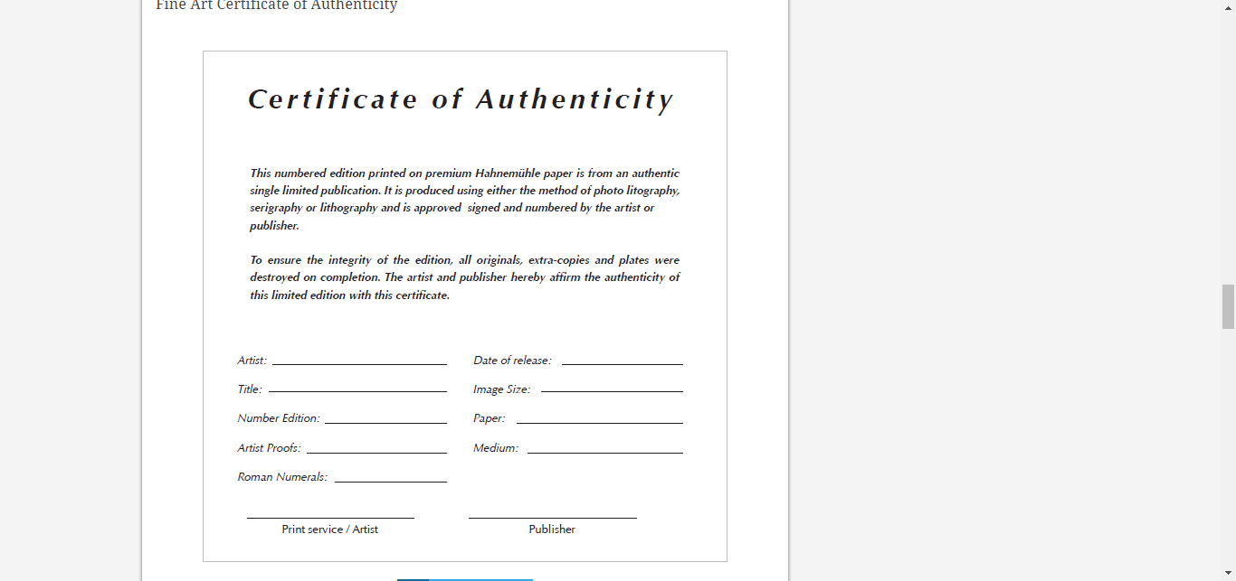 8 Certificate Of Authenticity Templates – Free Samples Intended For Photography Certificate Of Authenticity Template