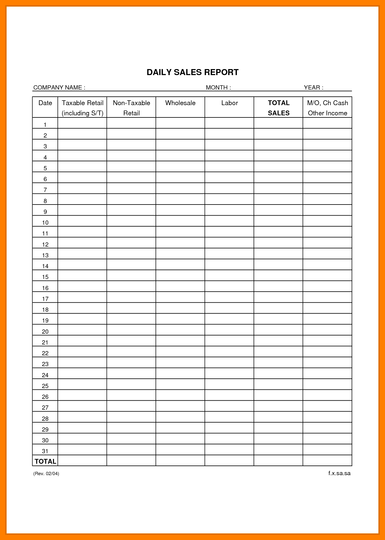 8+ Daily Retail Sales Report Template | Lobo Development Within Daily Sales Report Template Excel Free