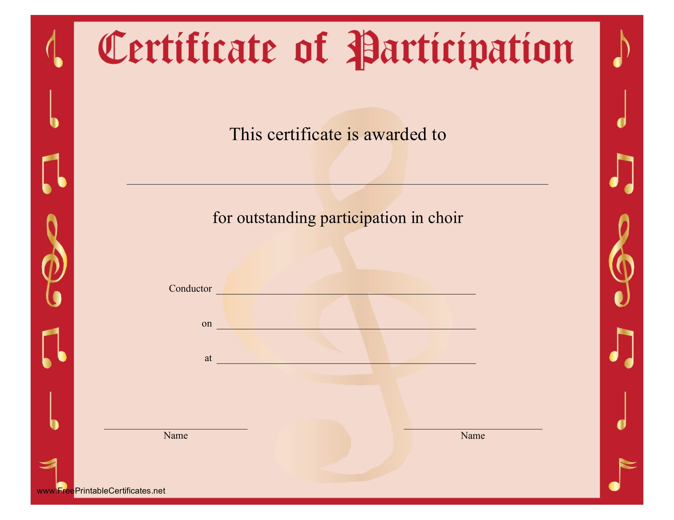 8+ Free Choir Certificate Of Participation Templates – Pdf Throughout Choir Certificate Template