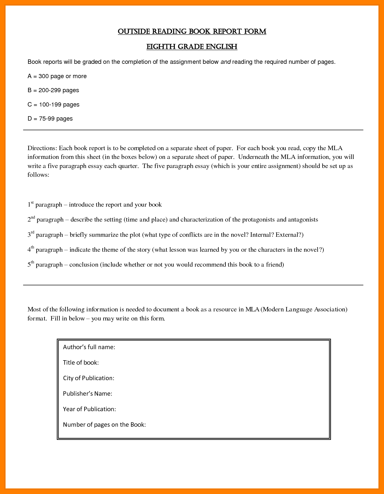 8+ Free Sample Book Reports | Shrewd Investment Inside Book In High School Book Report Template