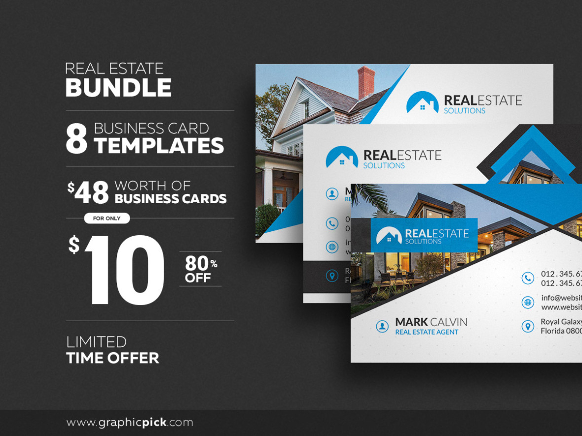 8 Real Estate Business Cards – Graphic Pick In Real Estate Business Cards Templates Free