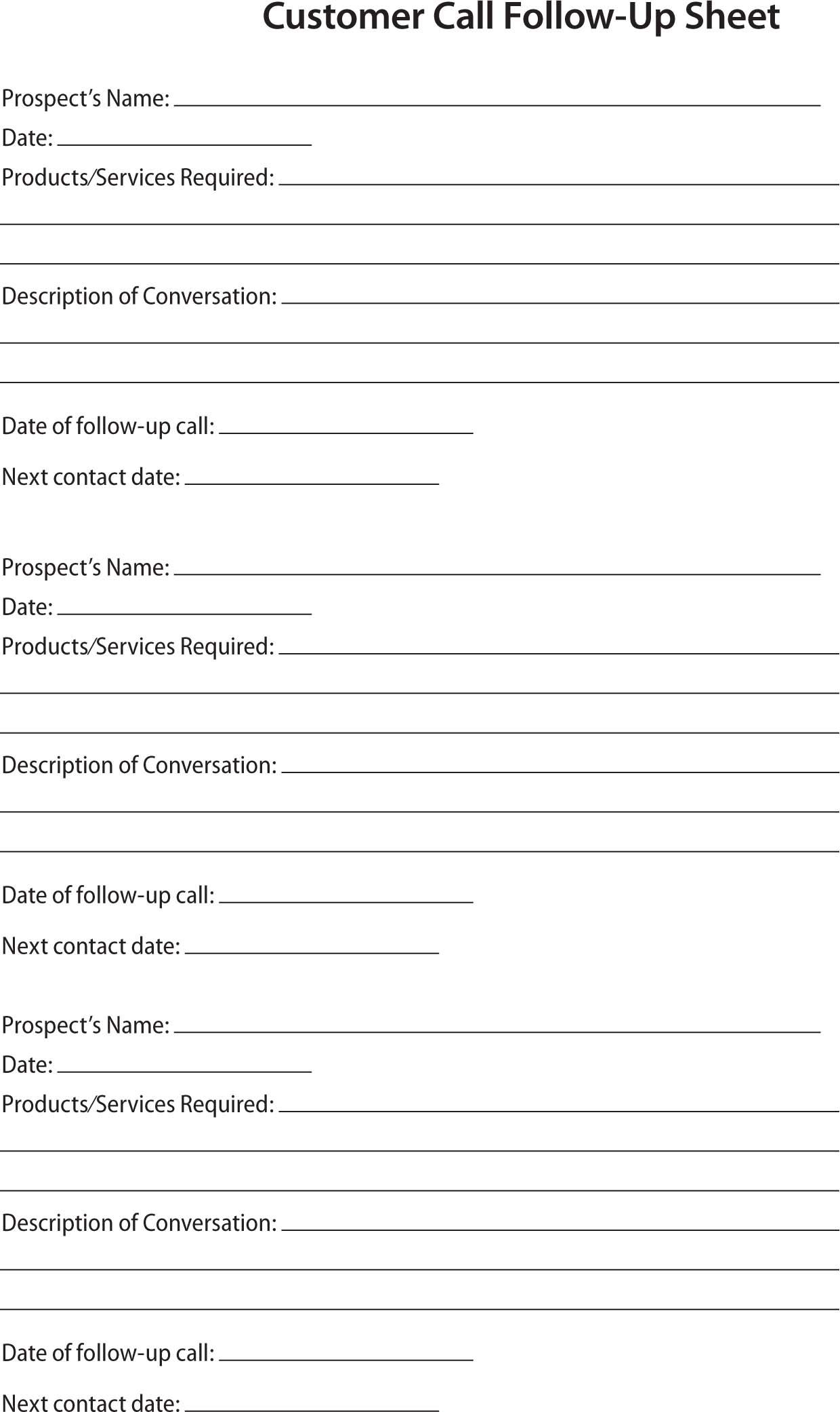 80 20 Prospect Sheet Customer Call Follow Up | Call Sheet Throughout Customer Contact Report Template